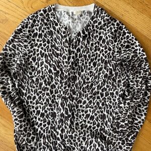 J. Crew Black and White Animal Print Cardigan